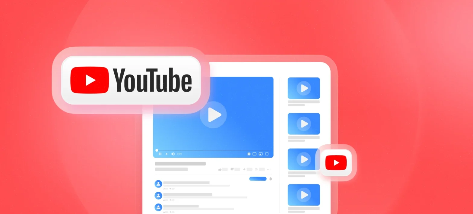 Ilustração digital de uma página do YouTube com o logotipo em destaque. Conceito de SEO para vídeos e plataforma